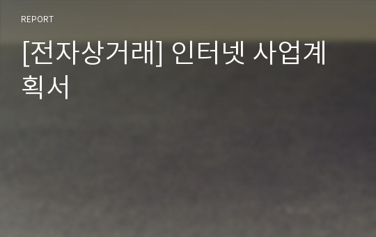 [전자상거래] 인터넷 사업계획서