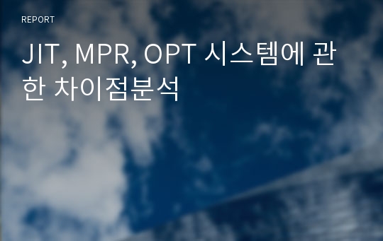 JIT, MPR, OPT 시스템에 관한 차이점분석