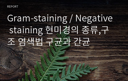 Gram-staining / Negative staining 현미경의 종류,구조 염색법 구균과 간균