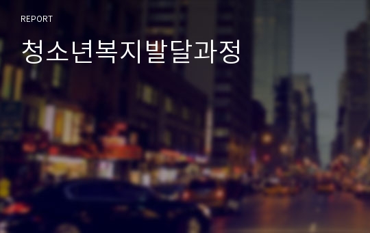 청소년복지발달과정