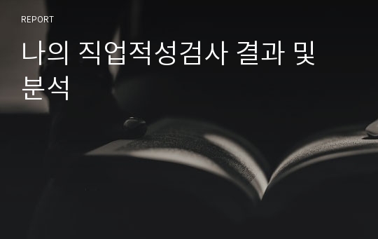 나의 직업적성검사 결과 및 분석