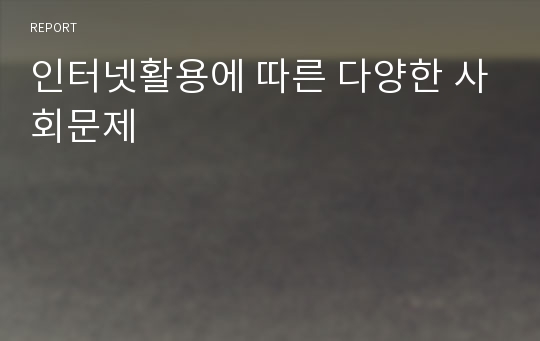 인터넷활용에 따른 다양한 사회문제