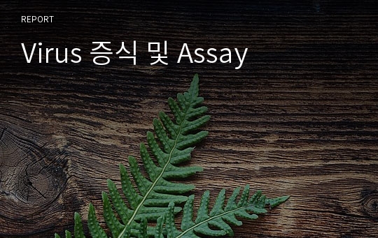 Virus 증식 및 Assay