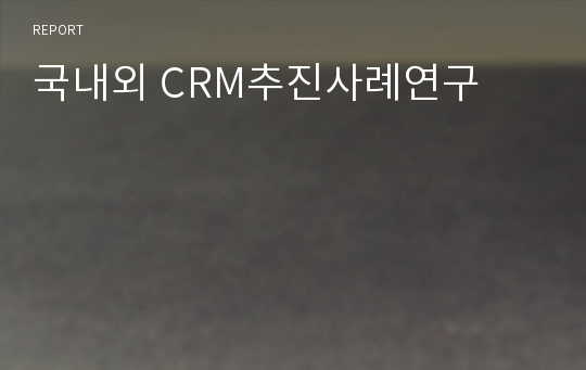 국내외 CRM추진사례연구