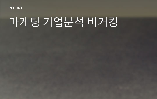 마케팅 기업분석 버거킹