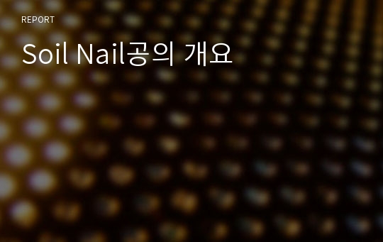 Soil Nail공의 개요