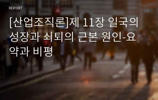 [산업조직론]제 11장 일국의 성장과 쇠퇴의 근본 원인-요약과 비평