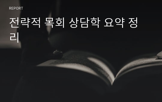 전략적 목회 상담학 요약 정리