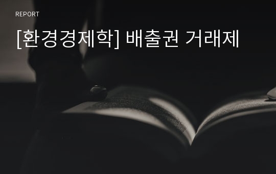 [환경경제학] 배출권 거래제