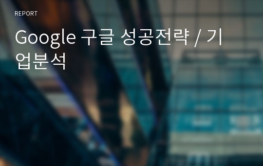 Google 구글 성공전략 / 기업분석