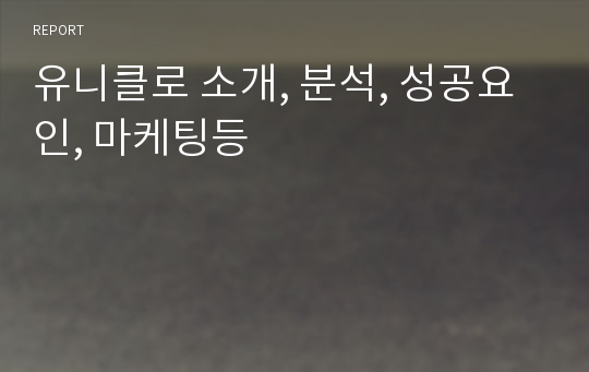 유니클로 소개, 분석, 성공요인, 마케팅등