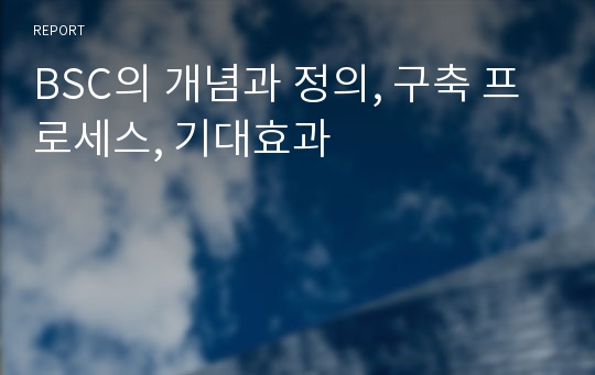 BSC의 개념과 정의, 구축 프로세스, 기대효과