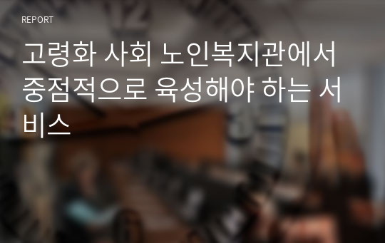 고령화 사회 노인복지관에서 중점적으로 육성해야 하는 서비스