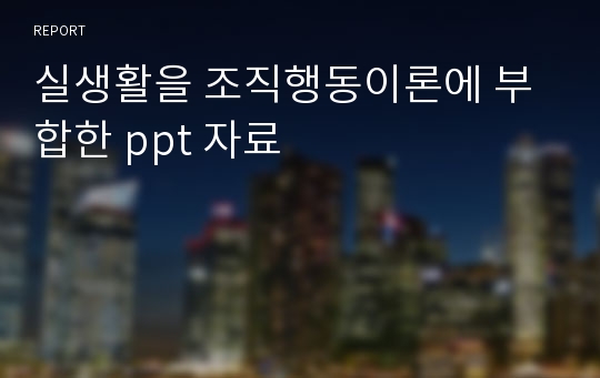 실생활을 조직행동이론에 부합한 ppt 자료