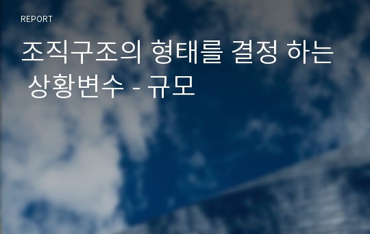 조직구조의 형태를 결정 하는 상황변수 - 규모