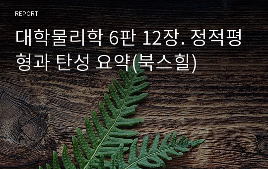 대학물리학 6판 12장. 정적평형과 탄성 요약(북스힐)