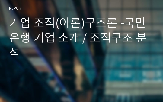 기업 조직(이론)구조론 -국민은행 기업 소개 / 조직구조 분석