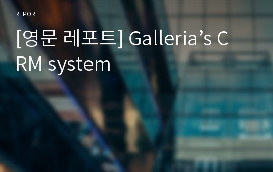 [영문 레포트] Galleria’s CRM system