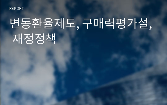 변동환율제도, 구매력평가설, 재정정책