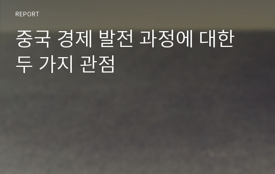 중국 경제 발전 과정에 대한 두 가지 관점