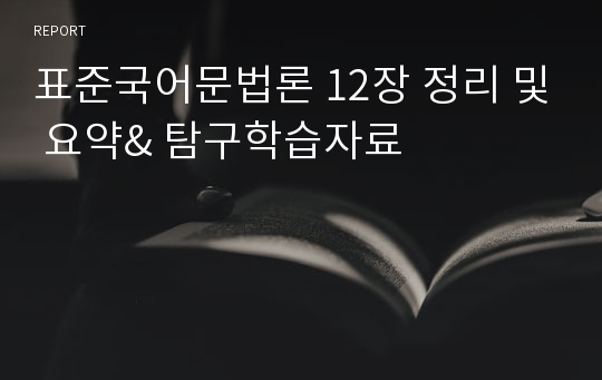 표준국어문법론 12장 정리 및 요약&amp; 탐구학습자료