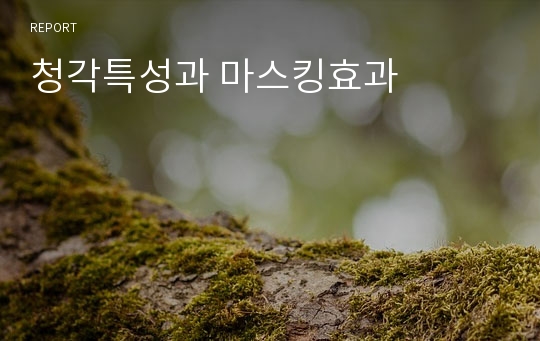 청각특성과 마스킹효과