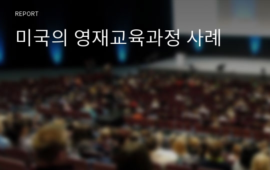 미국의 영재교육과정 사례