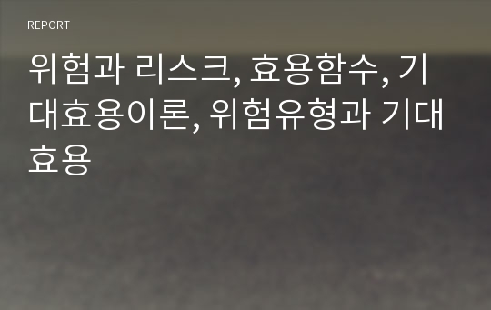 위험과 리스크, 효용함수, 기대효용이론, 위험유형과 기대효용