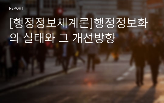 [행정정보체계론]행정정보화의 실태와 그 개선방향