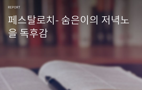 페스탈로치- 숨은이의 저녁노을 독후감