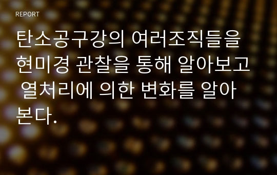 탄소공구강의 여러조직들을 현미경 관찰을 통해 알아보고 열처리에 의한 변화를 알아본다.