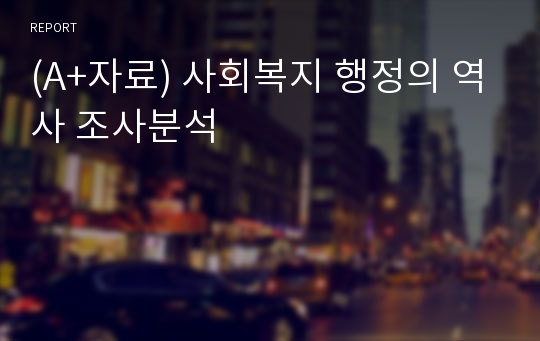 (A+자료) 사회복지 행정의 역사 조사분석