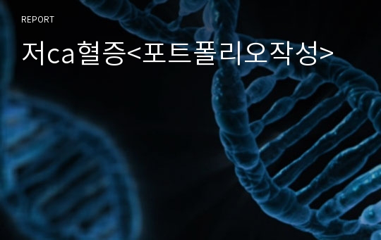 저ca혈증&lt;포트폴리오작성&gt;