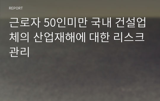 근로자 50인미만 국내 건설업체의 산업재해에 대한 리스크관리