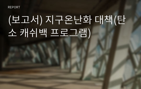 (보고서) 지구온난화 대책(탄소 캐쉬백 프로그램)