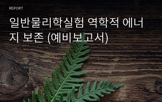 일반물리학실험 역학적 에너지 보존 (예비보고서)