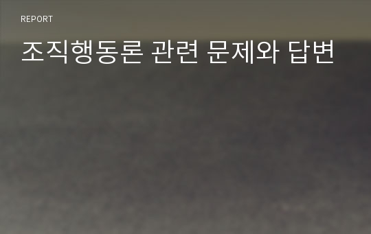 조직행동론 관련 문제와 답변