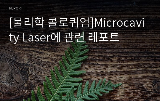 [물리학 콜로퀴엄]Microcavity Laser에 관련 레포트