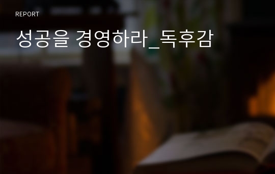 성공을 경영하라_독후감