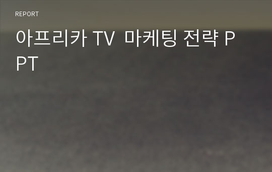 아프리카 TV  마케팅 전략 PPT