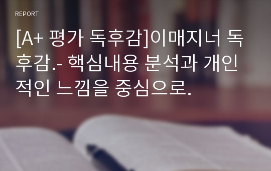 [A+ 평가 독후감]이매지너 독후감.- 핵심내용 분석과 개인적인 느낌을 중심으로.