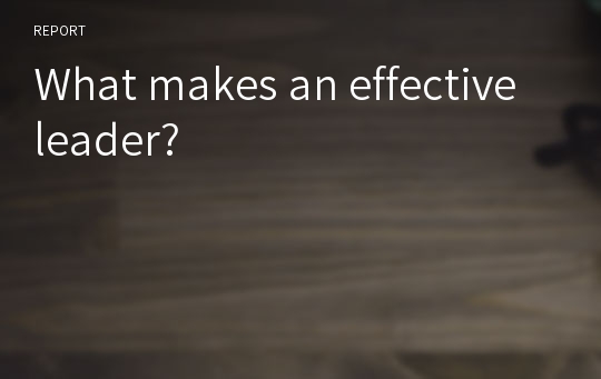 What makes an effective leader?