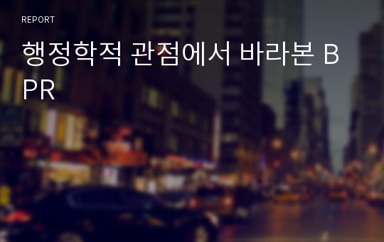 행정학적 관점에서 바라본 BPR