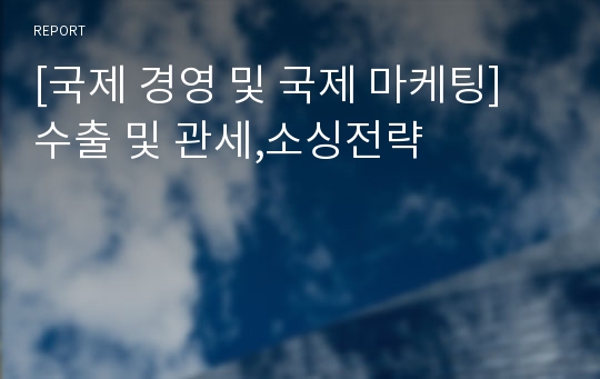 [국제 경영 및 국제 마케팅] 수출 및 관세,소싱전략