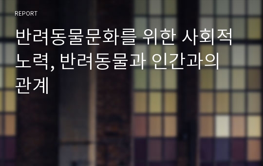 반려동물문화를 위한 사회적 노력, 반려동물과 인간과의 관계