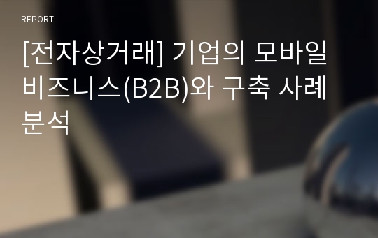 [전자상거래] 기업의 모바일 비즈니스(B2B)와 구축 사례분석