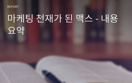 마케팅 천재가 된 맥스 - 내용요약