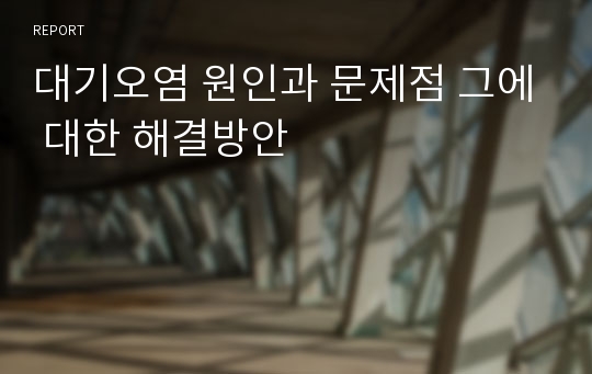 대기오염 원인과 문제점 그에 대한 해결방안