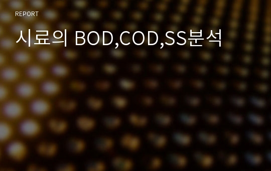 시료의 BOD,COD,SS분석