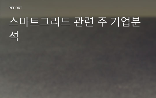 스마트그리드 관련 주 기업분석